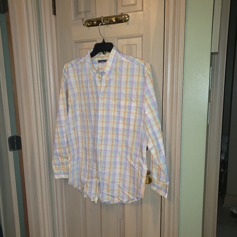 NWT Northern Isles mens plaid shirt sz L pastel colors - Picture 5 of 5